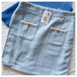Sugarlips Sky Blue A-Line Skirt w Metallic Thread